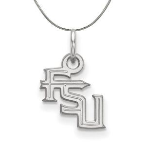 Sterling Silver Florida State XS (Tiny) 'FSU' Pendant Necklace - 24 In